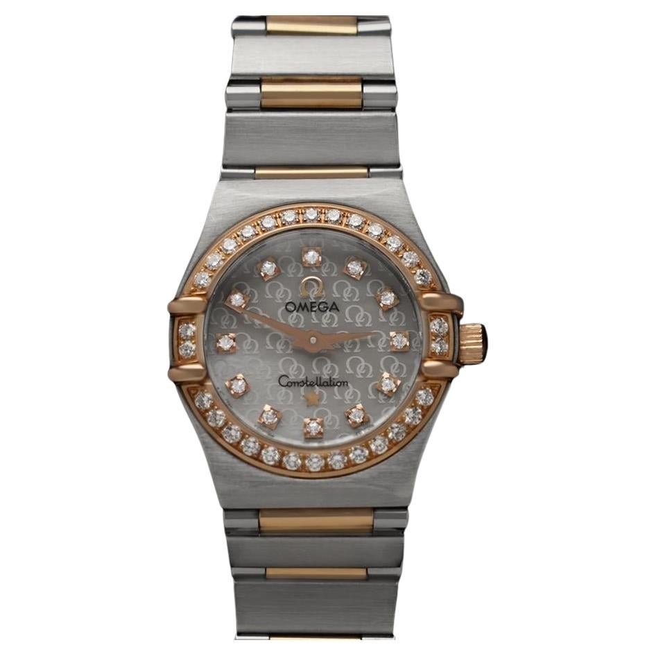 OMEGA CONSTELLATION Ladies 18K Rose Gold, SS & Factory Diamond Watch - Mint For Sale