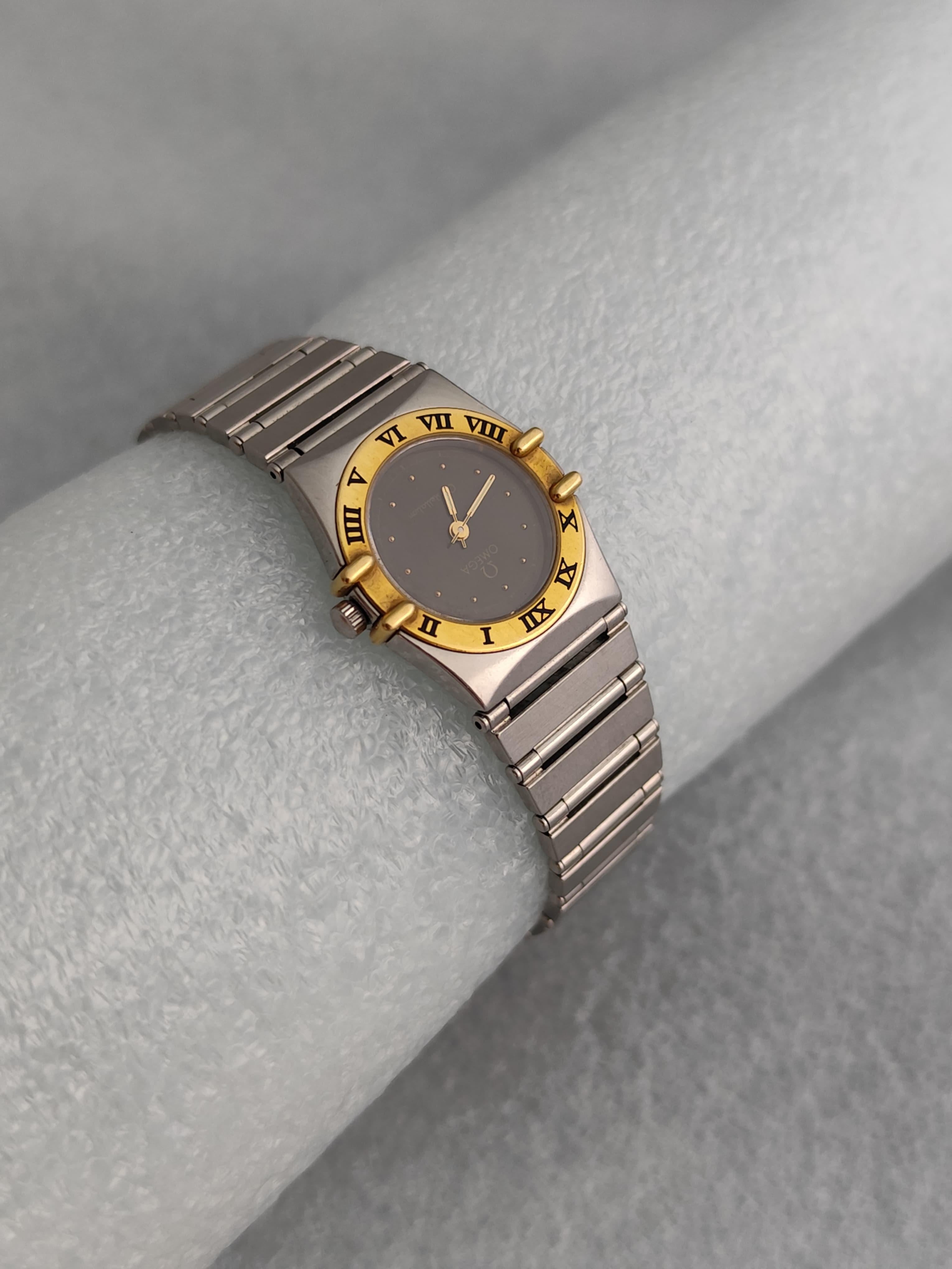 Omega Constellation Ladies 7951080 Manhattan 18K Gold Steel Ladies Watch For Sale 2