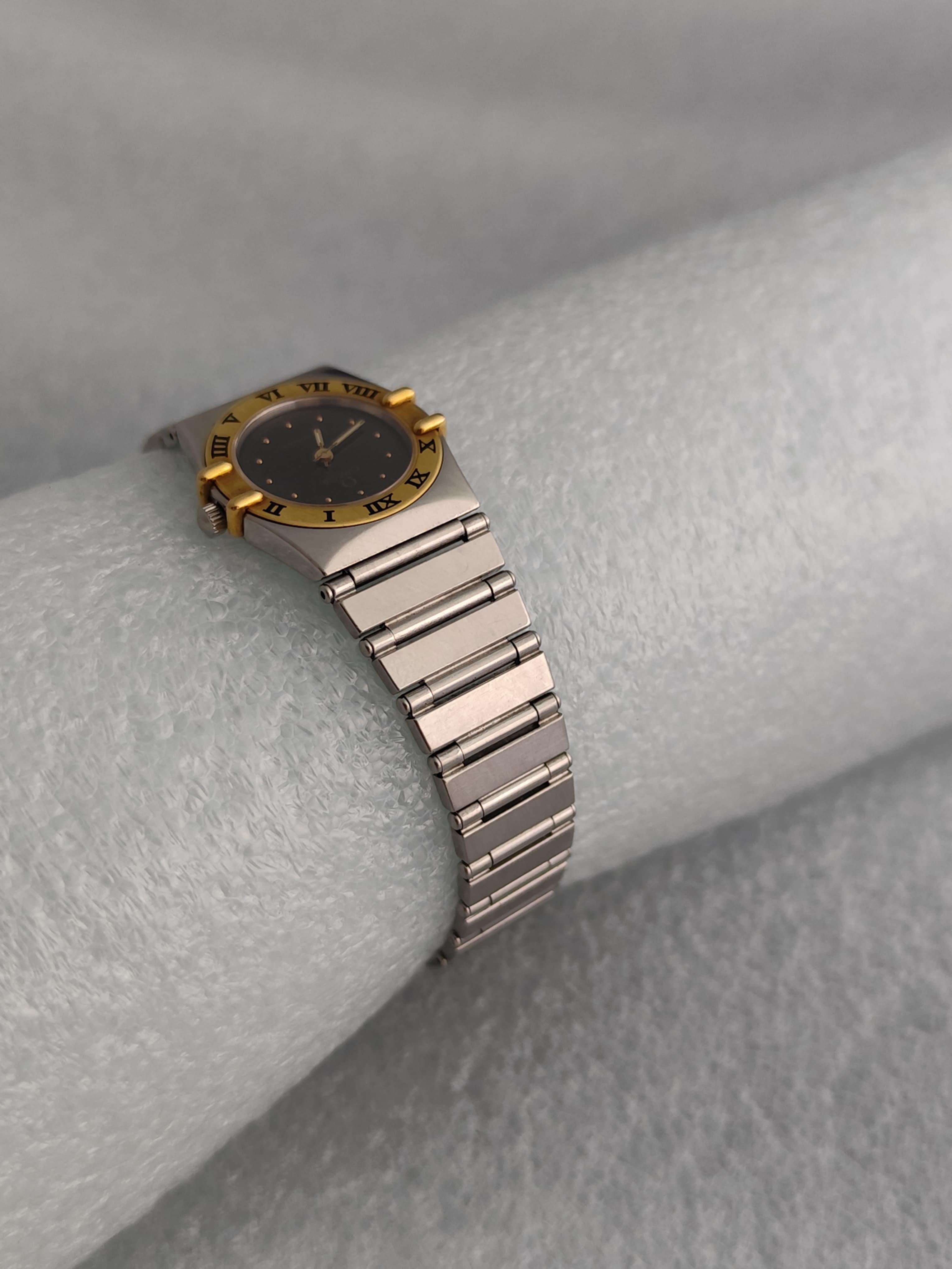 Omega Constellation Ladies 7951080 Manhattan 18K Gold Steel Ladies Watch For Sale 3