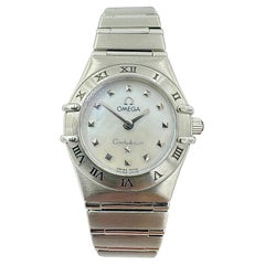Omega Constellation Damen Perlmutt Zifferblatt Quarz Edelstahl-Armbanduhr