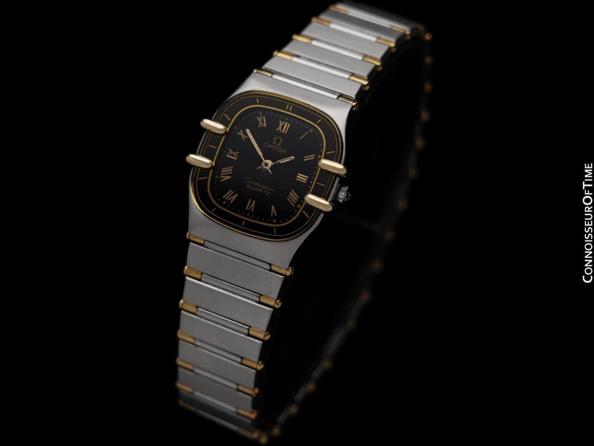 Omega Constellation Ladies Quartz 18K Gold & Stainless Steel Watch - The Origina In Excellent Condition In Suwanee, GA