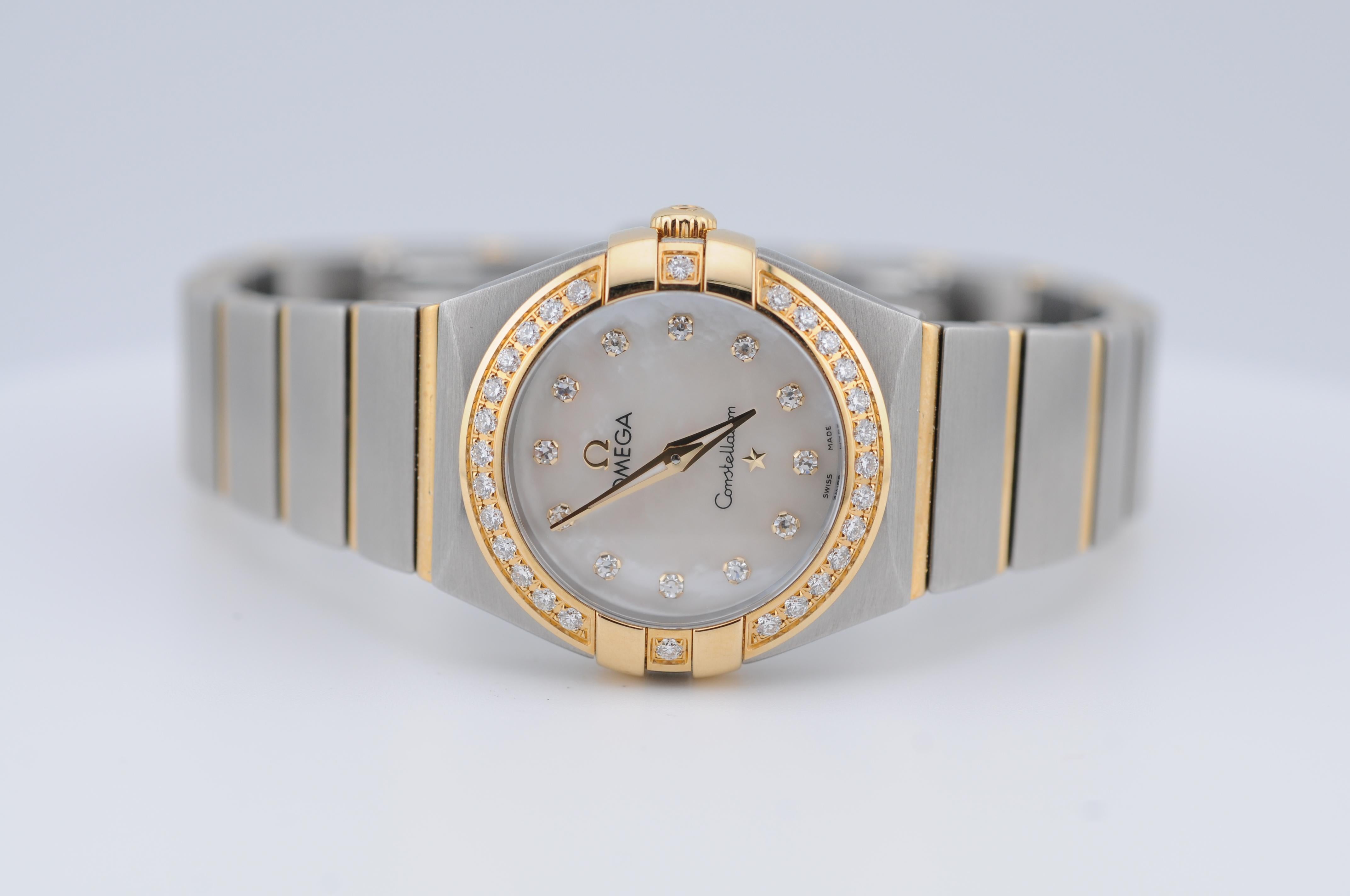 Omega Constellation Manhattan 25mm - Gelbgold & Stahl (Brillantschliff) im Angebot