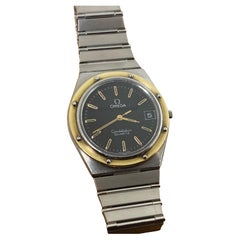 Omega Constellation Marine 18K Gold Lünette Schwarzes Teakholz Zifferblatt Quarzuhr, Ref 1332