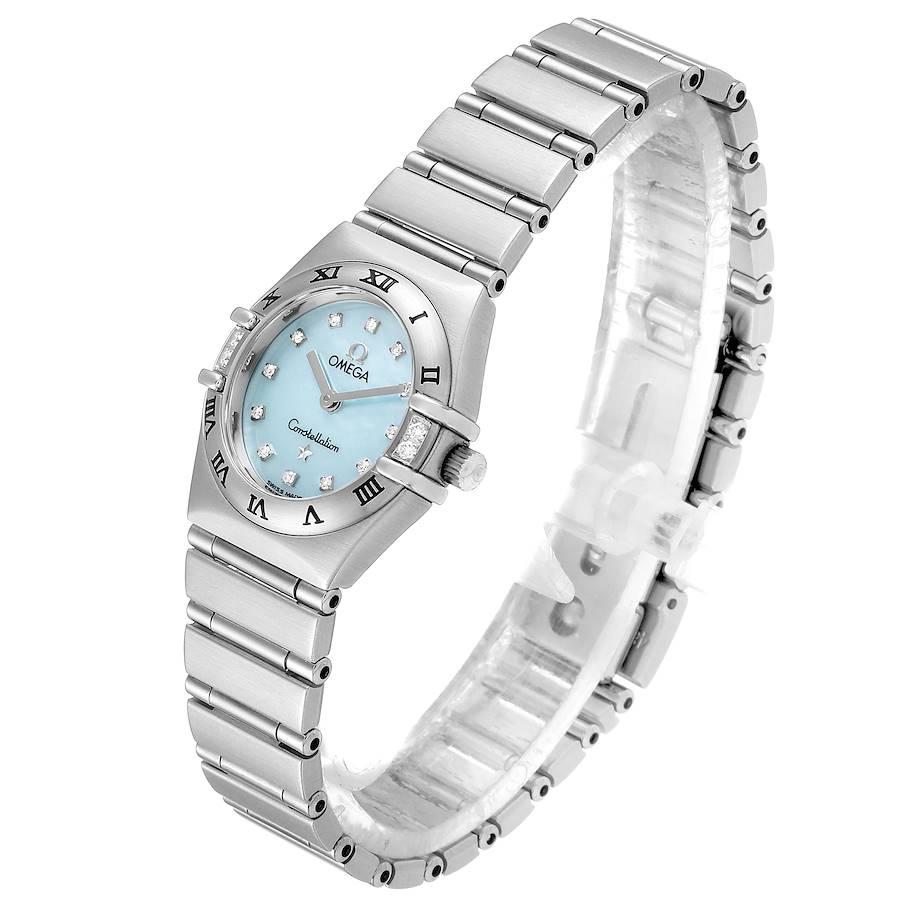 Omega Constellation Mini Blaue MOP Diamanten Damenuhr 1567.86.00 im Angebot 1