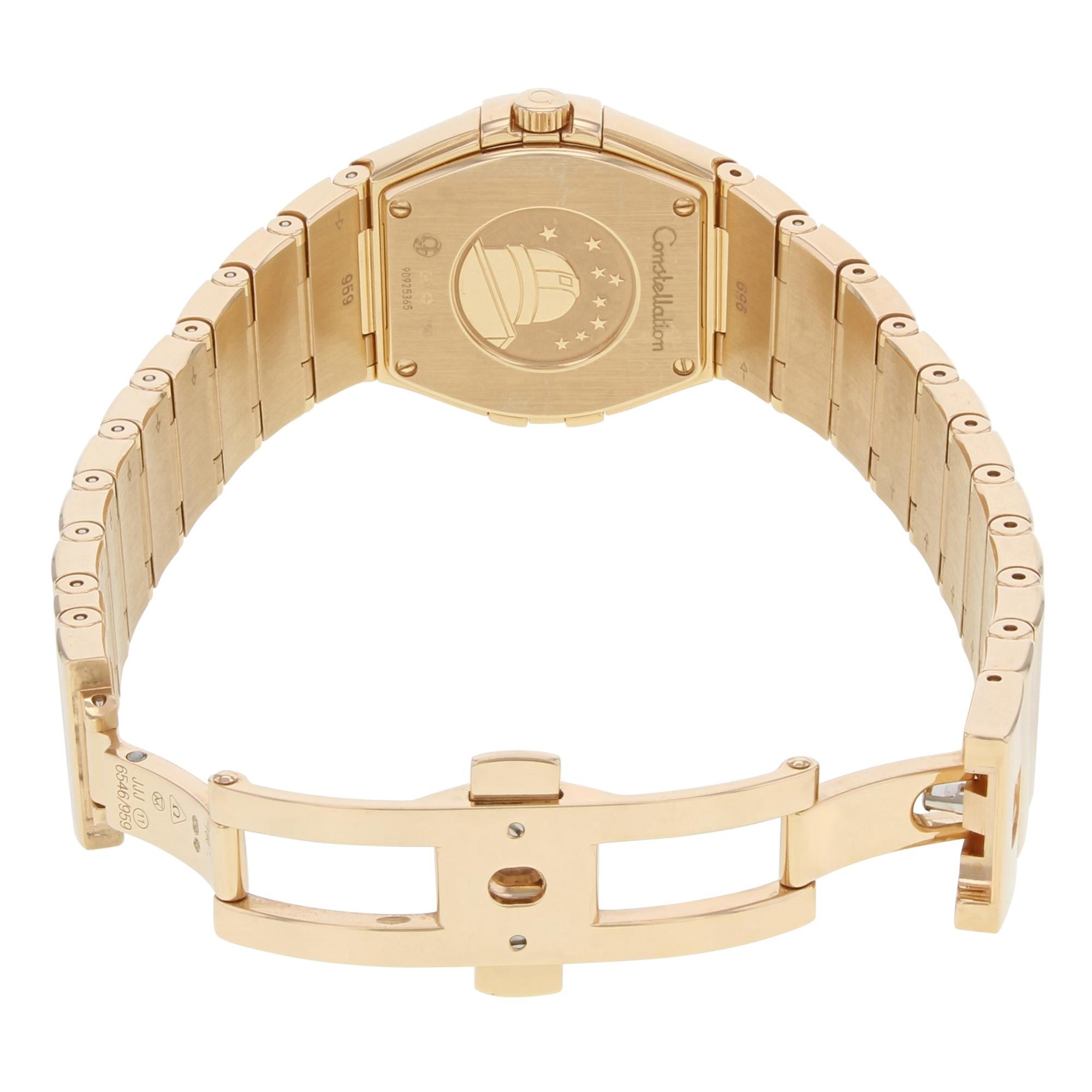 Omega Constellation MOP Dial Diamond 18K Gold Ladies Watch 123.55.27.60.55.006 2