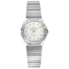 Omega Constellation MOP Dial Steel Diamond Quartz Watch 123.15.24.60.55.002