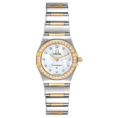 Used Omega Constellation MOP Dial Steel Yellow Gold Diamond Ladies Watch 1365.75.00