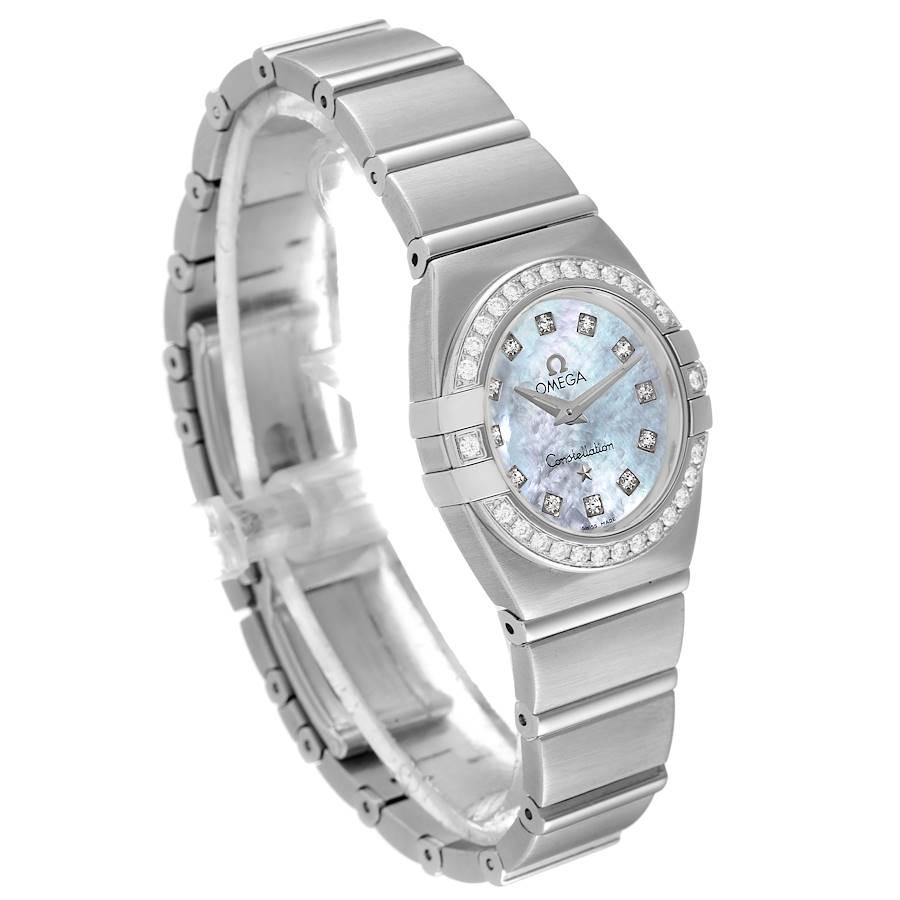 Omega Constellation MOP Diamond Steel Ladies Watch 1589.75.00 In Excellent Condition In Atlanta, GA