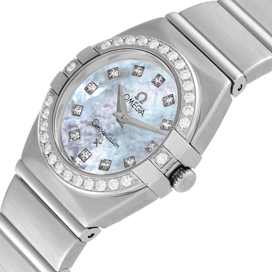 Omega Constellation MOP Diamond Steel Ladies Watch 1589.75.00 1