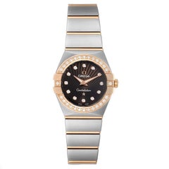 Omega Constellation MOP Diamond Steel Rose Gold Watch 123.25.24.60.63.001