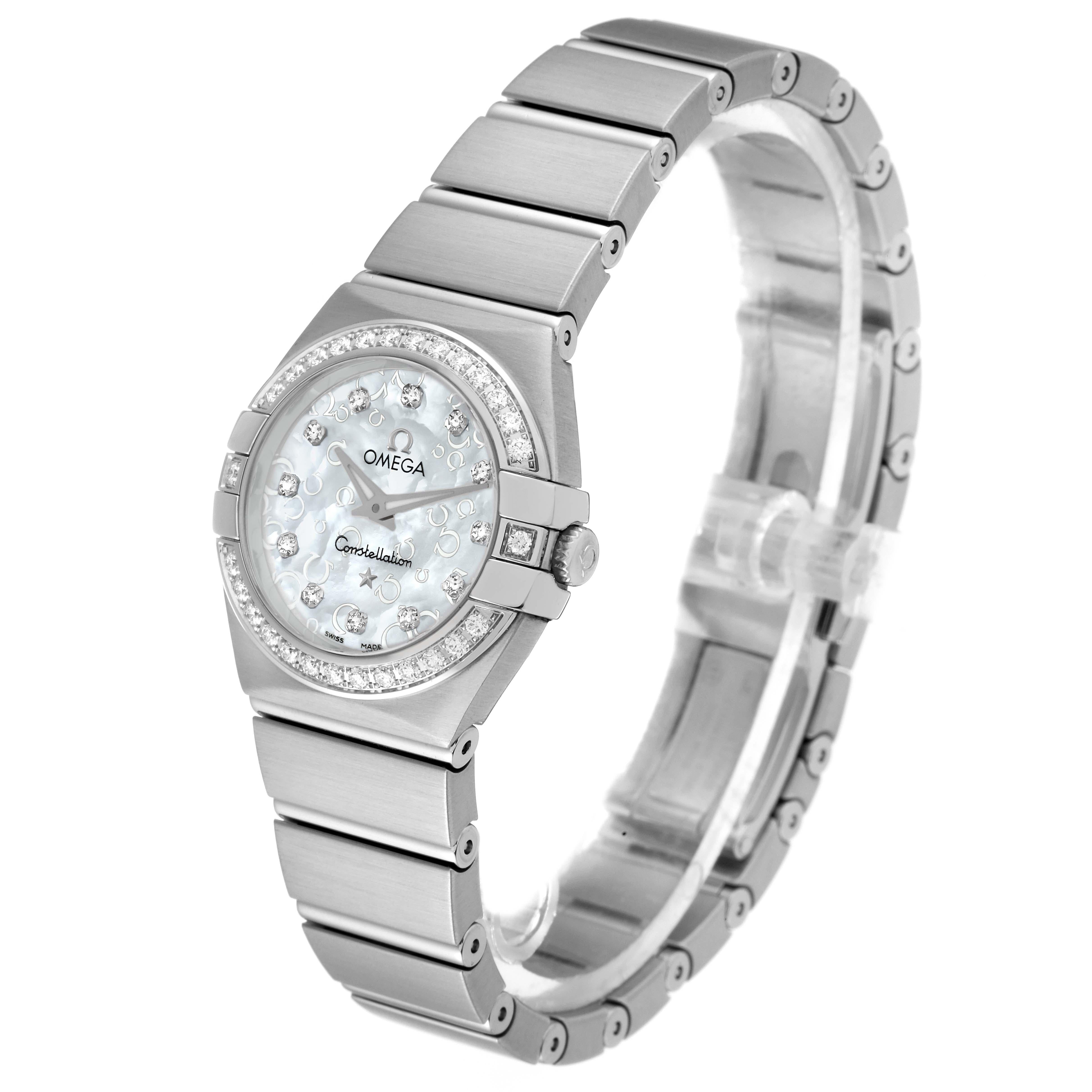 Women's Omega Constellation Mother Of Pearl Diamond Steel Ladies Watch For Sale