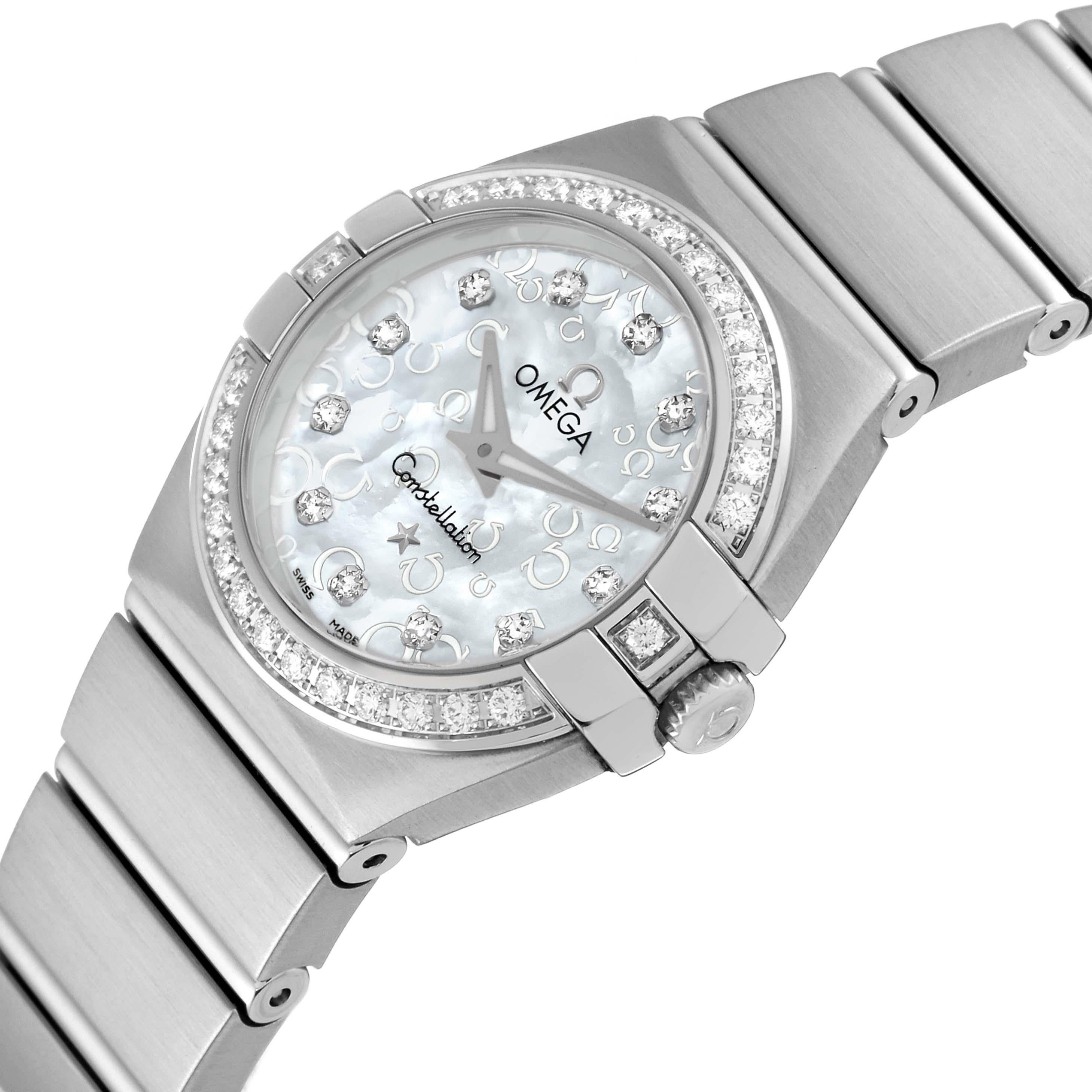 Omega Constellation Mother Of Pearl Diamond Steel Ladies Watch For Sale 1