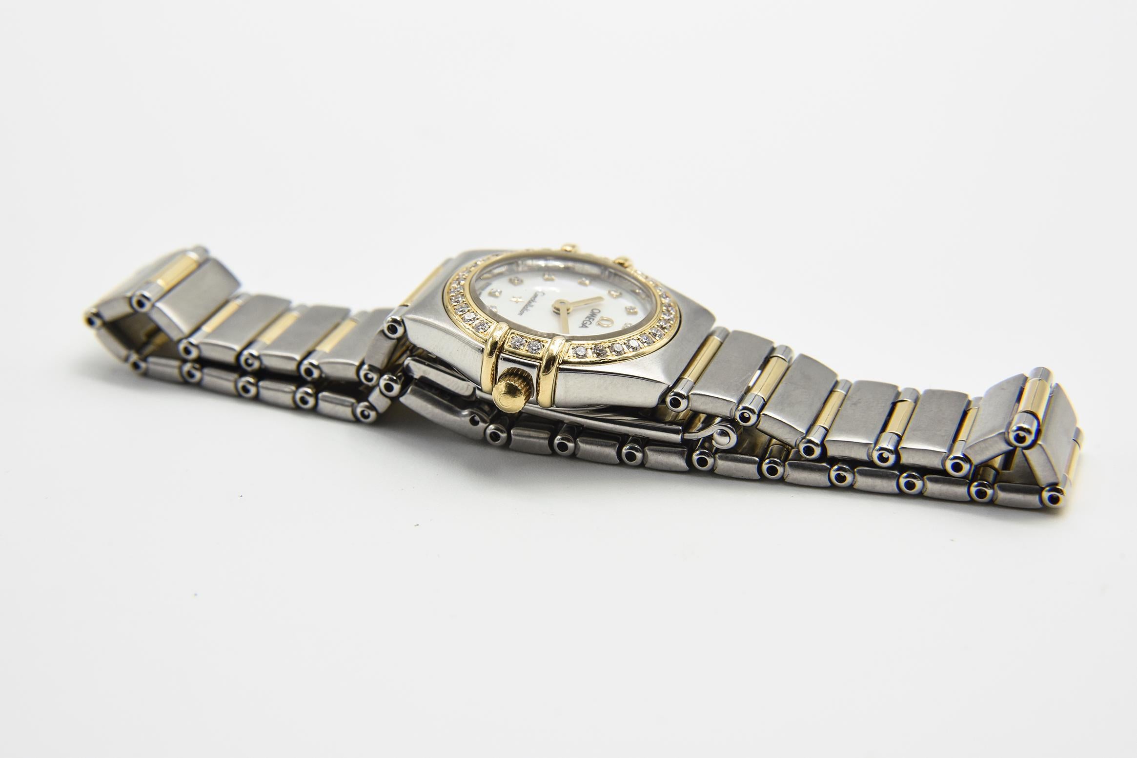 Omega Constellation My Choice Steel Gold Diamond Mini Ladies Watch For Sale 6