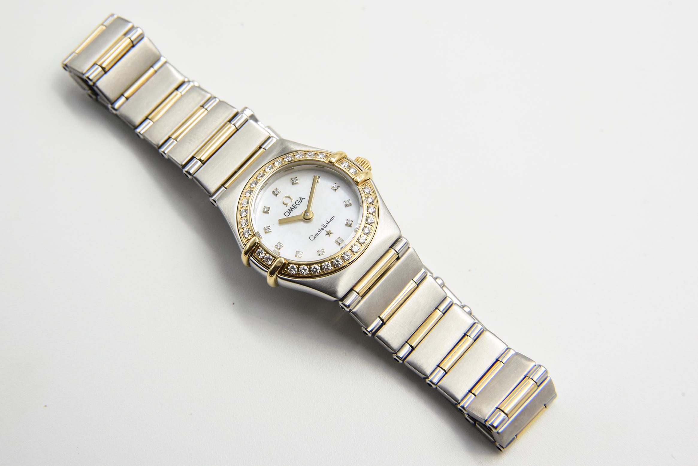 Omega Constellation My Choice Steel Gold Diamond Mini Ladies Watch For Sale 4
