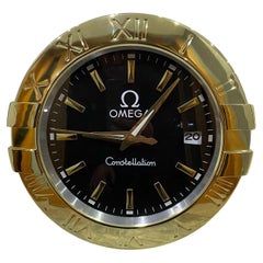 Vintage Omega Constellation Officially Certified Black & Gold Wall Clock 