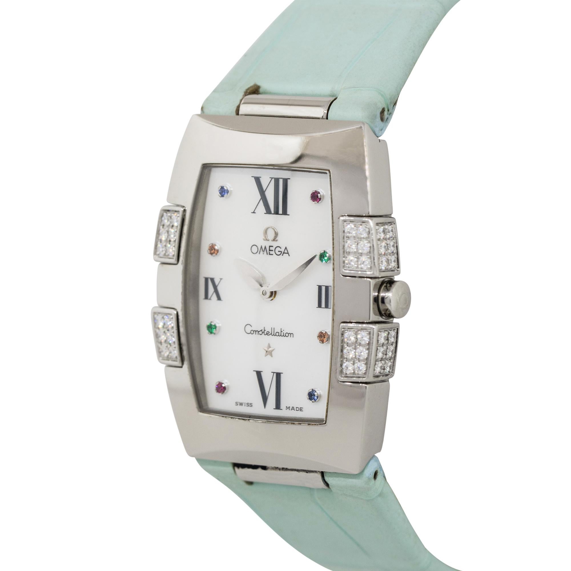 Omega Constellation Quadrella Edelstahl Weißes Diamant-Zifferblatt Uhr auf Lager (Rundschliff)