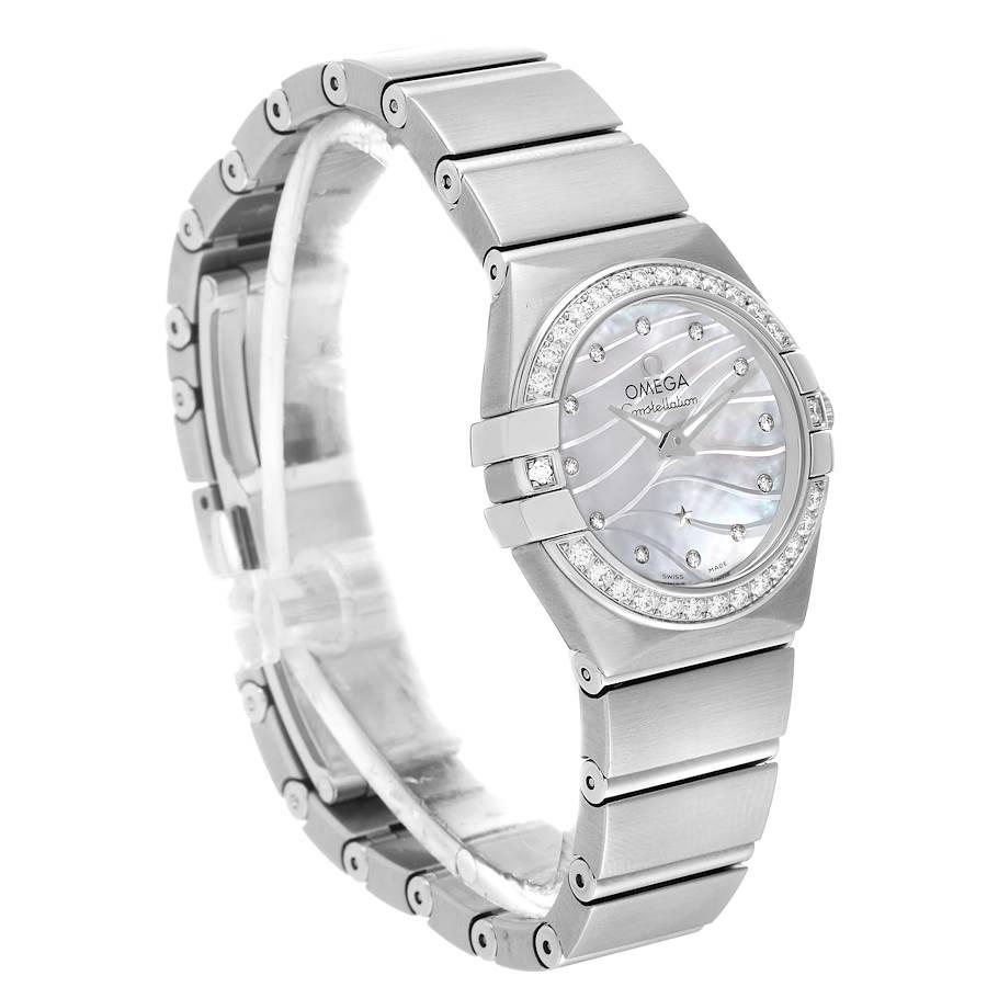 Omega Constellation Quartz 24 MOP Diamond Watch 123.15.24.60.55.006 In Excellent Condition For Sale In Atlanta, GA