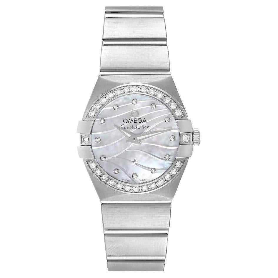 Omega Constellation Quartz 24 MOP Diamond Watch 123.15.24.60.55.006 For Sale