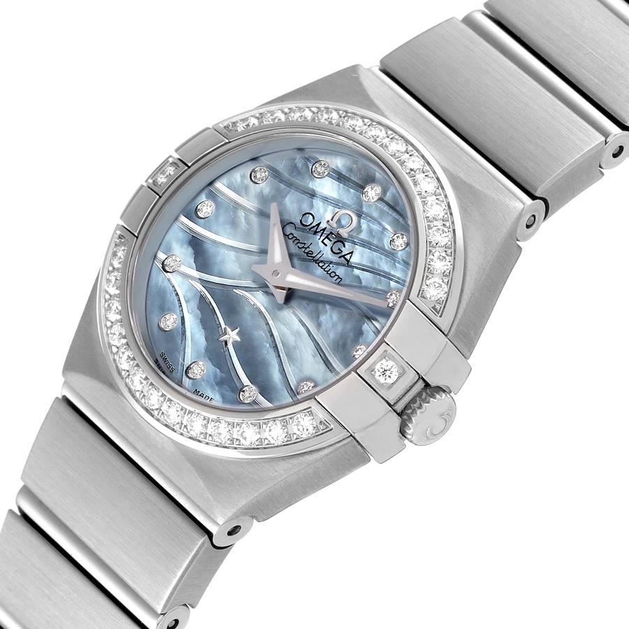Omega Constellation Quartz 24 MOP Diamond Watch 123.15.24.60.57.001 Box Card For Sale 1