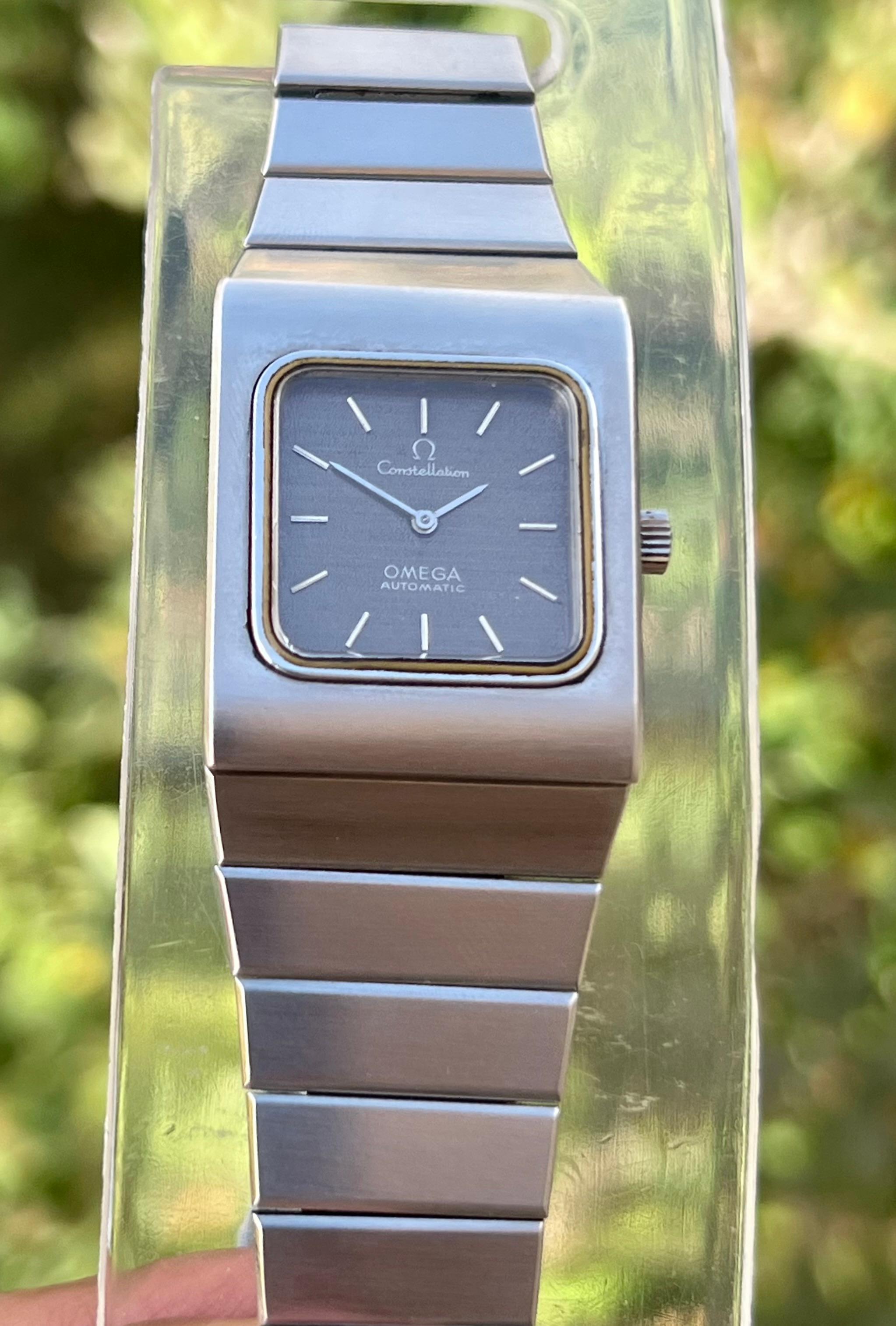 Omega Constellation Quarz Automatik Datum Seltene dunkle Zifferblatt Quadratische Face Uhr 8