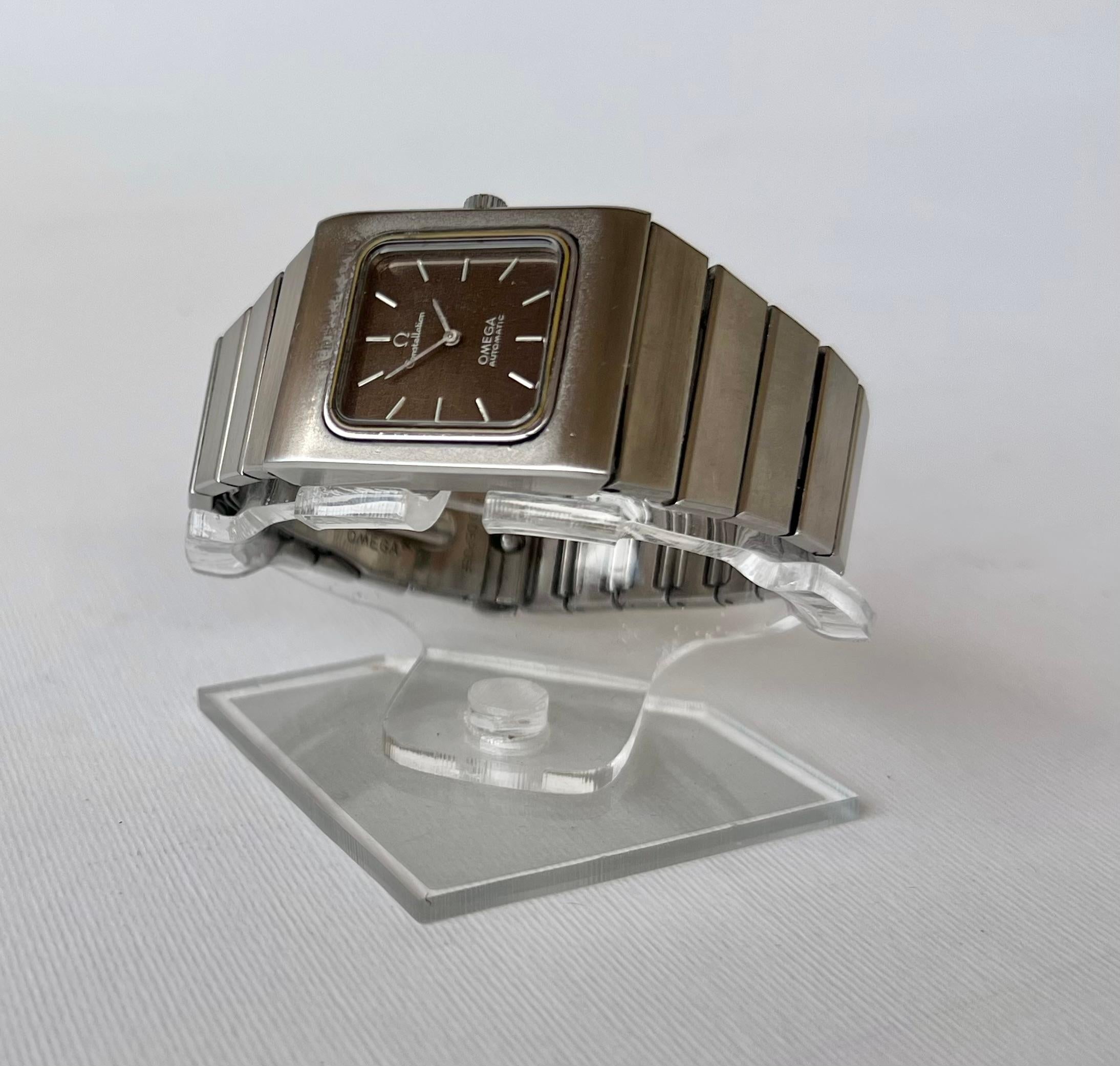 Omega Constellation Quarz Automatik Datum Seltene dunkle Zifferblatt Quadratische Face Uhr 3