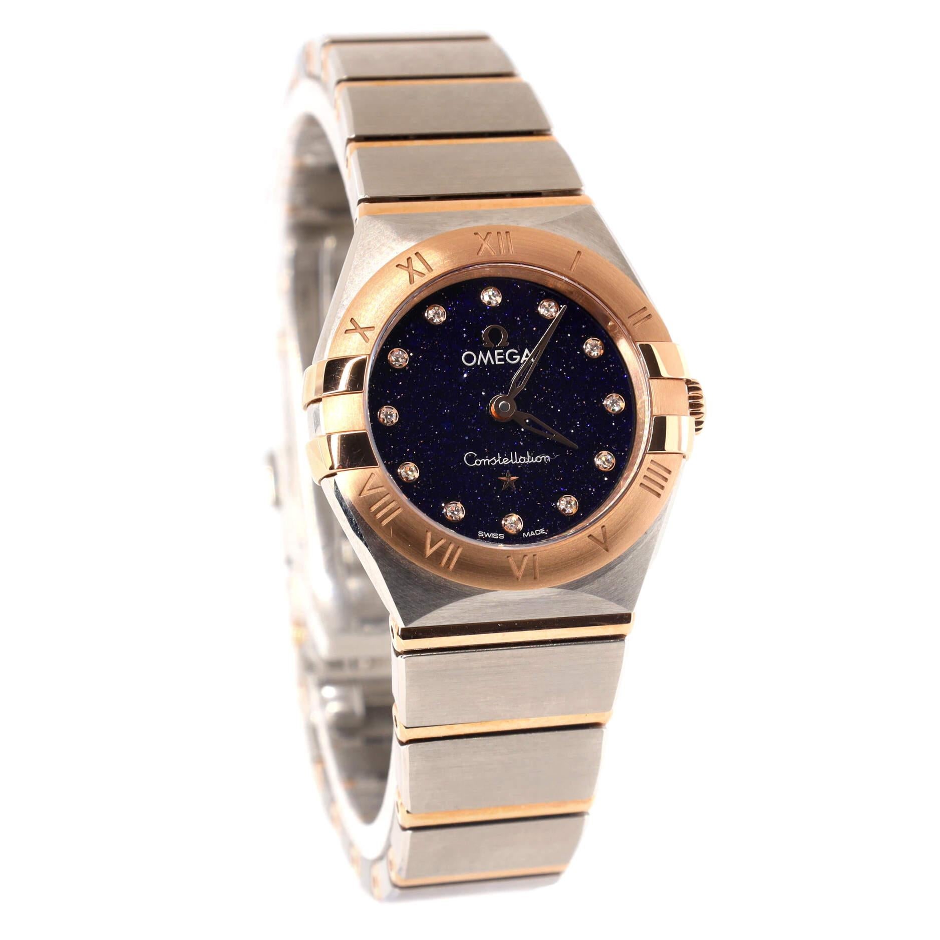Omega Constellation Quartz Watch Stainless Steel and Rose Gold with Diamond In Good Condition In New York, NY