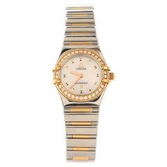 Omega Constellation Quartz Watch Stainless Steel and Rose Gold with Diamond