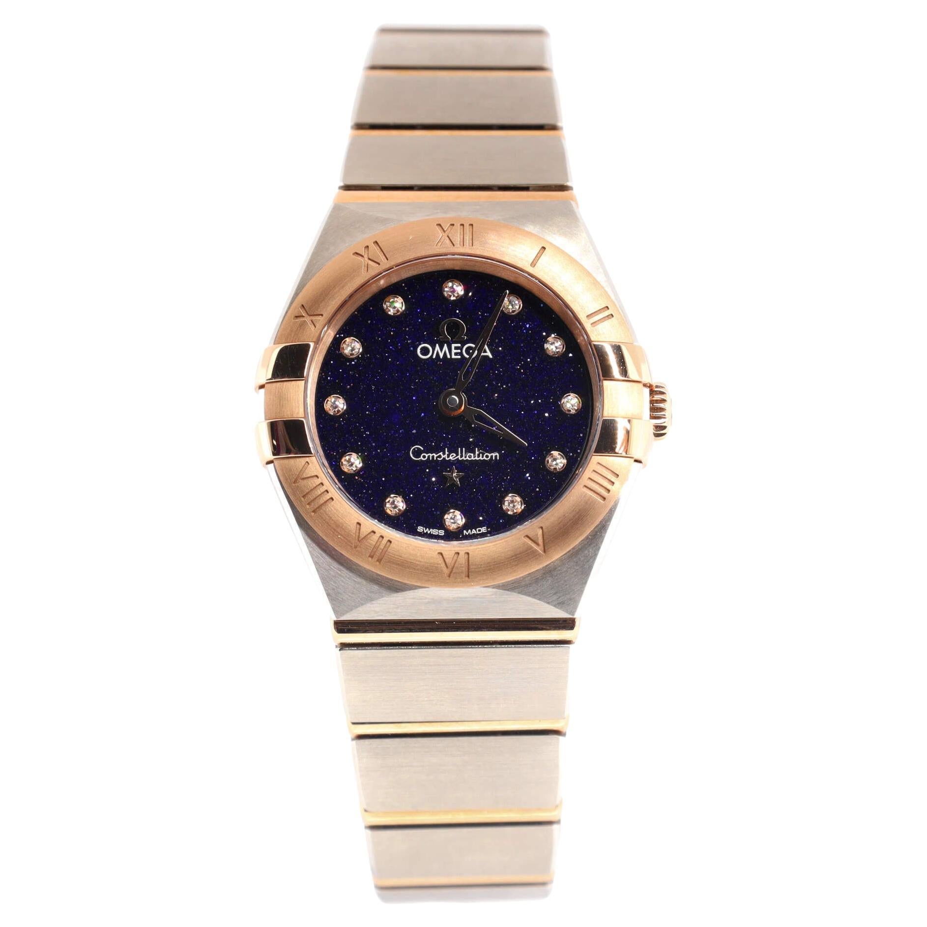 Omega Constellation Quartz Watch Stainless Steel and Rose Gold with Diamond
