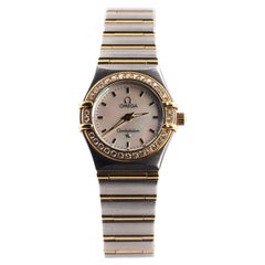 Omega Constellation Quartz Watch Stainless Steel and Yellow Gold with Diamond