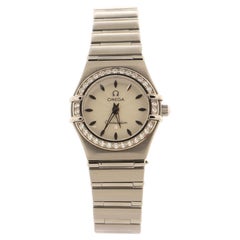 Omega Constellation Quartz Watch Stainless Steel with Diamond Bezel