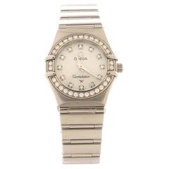 Omega Constellation Quartz Watch Stainless Steel with Diamond Bezel and Markers