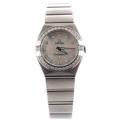 Omega Constellation Quartz Watch Stainless Steel with Diamond Bezel and Markers