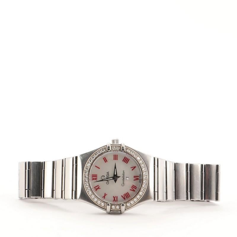 Omega Constellation Quartz Watch Stainless Steel with Diamond Bezel In Good Condition In New York, NY