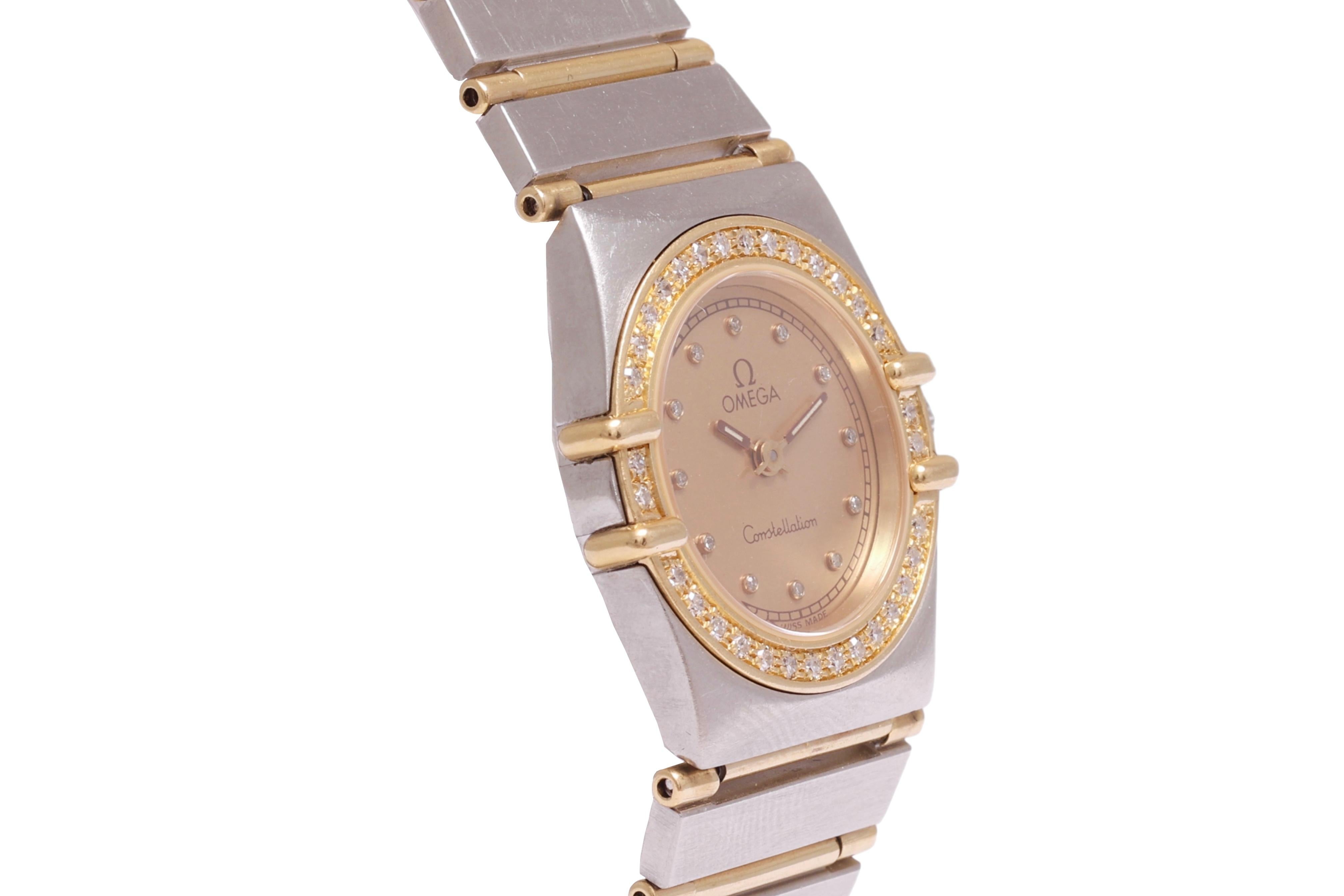 Montre-bracelet Omega Constellation à quartz, or et acier, diamètre 24 mm en vente 4