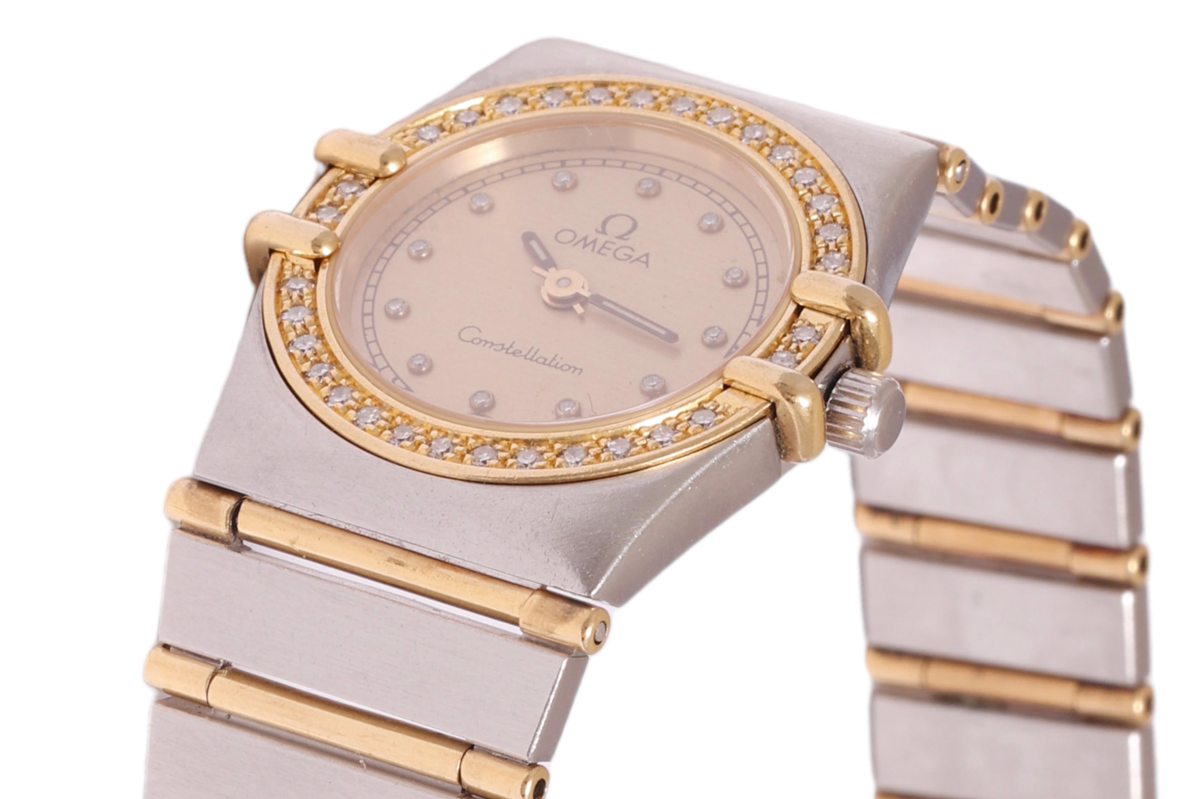 Montre-bracelet Omega Constellation à quartz, or et acier, diamètre 24 mm en vente 6