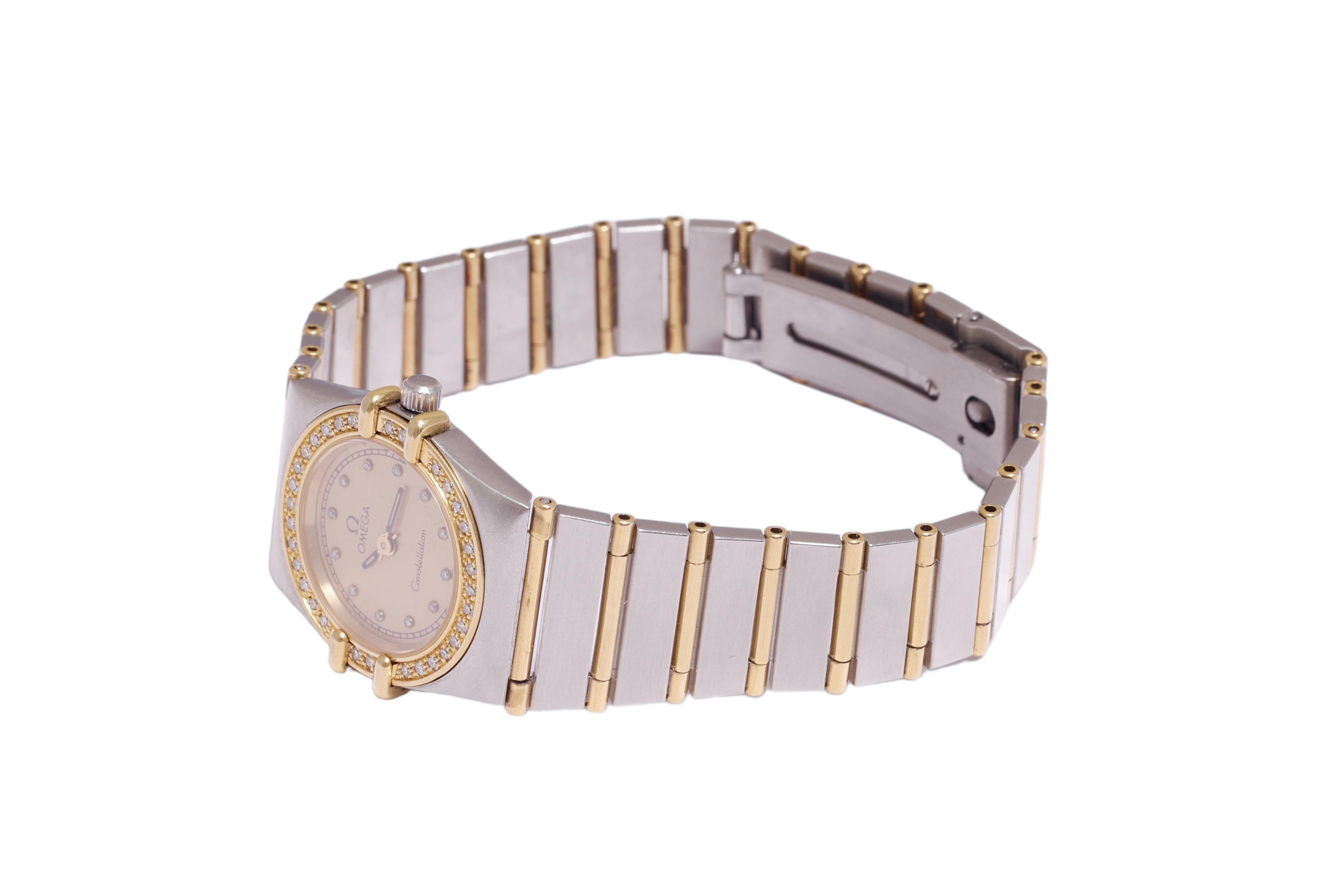 Montre-bracelet Omega Constellation à quartz, or et acier, diamètre 24 mm en vente 7