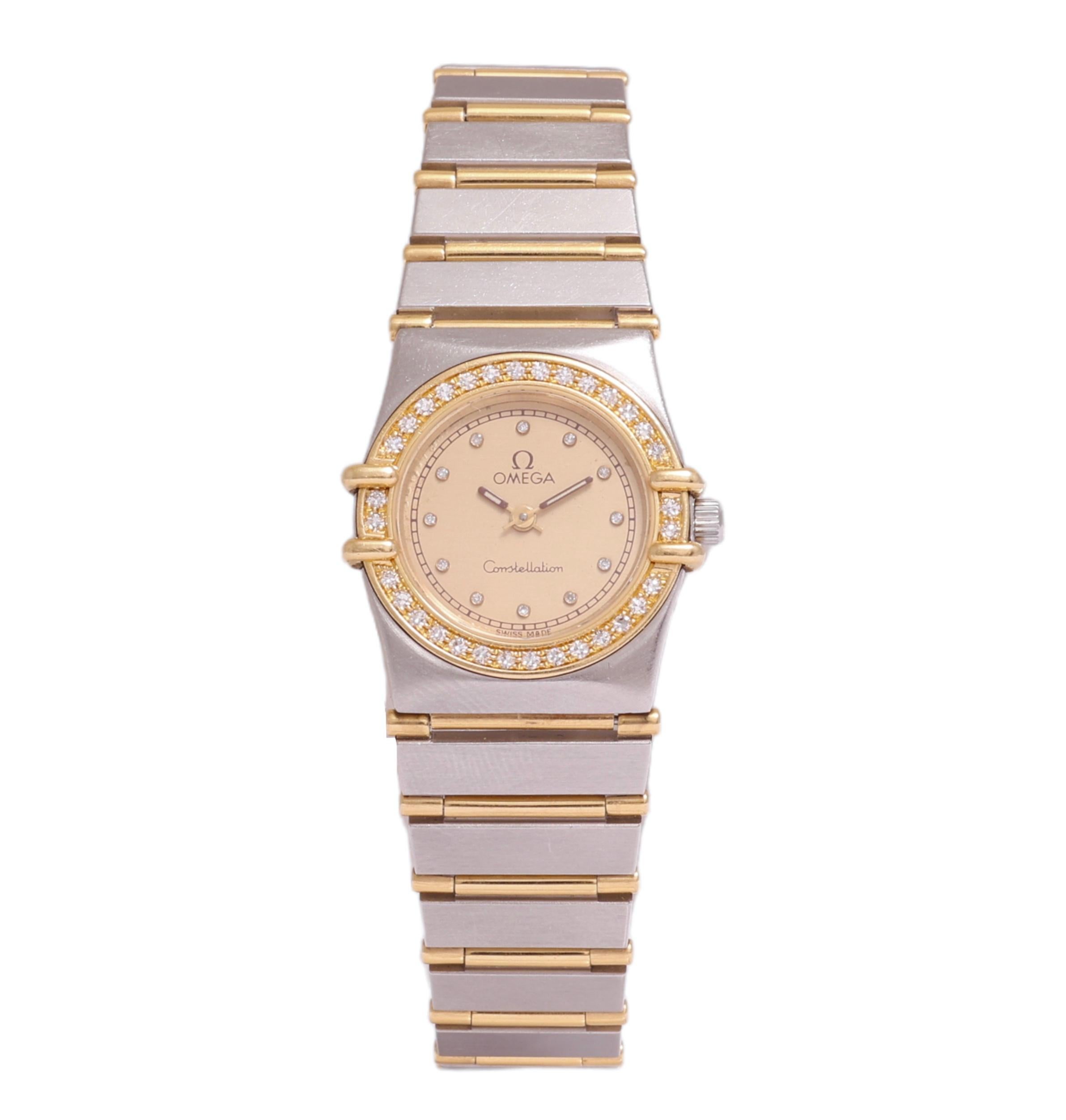 Artisan Omega Constellation Quartz Wristwatch, Gold & Steel, Diameter 24 mm For Sale