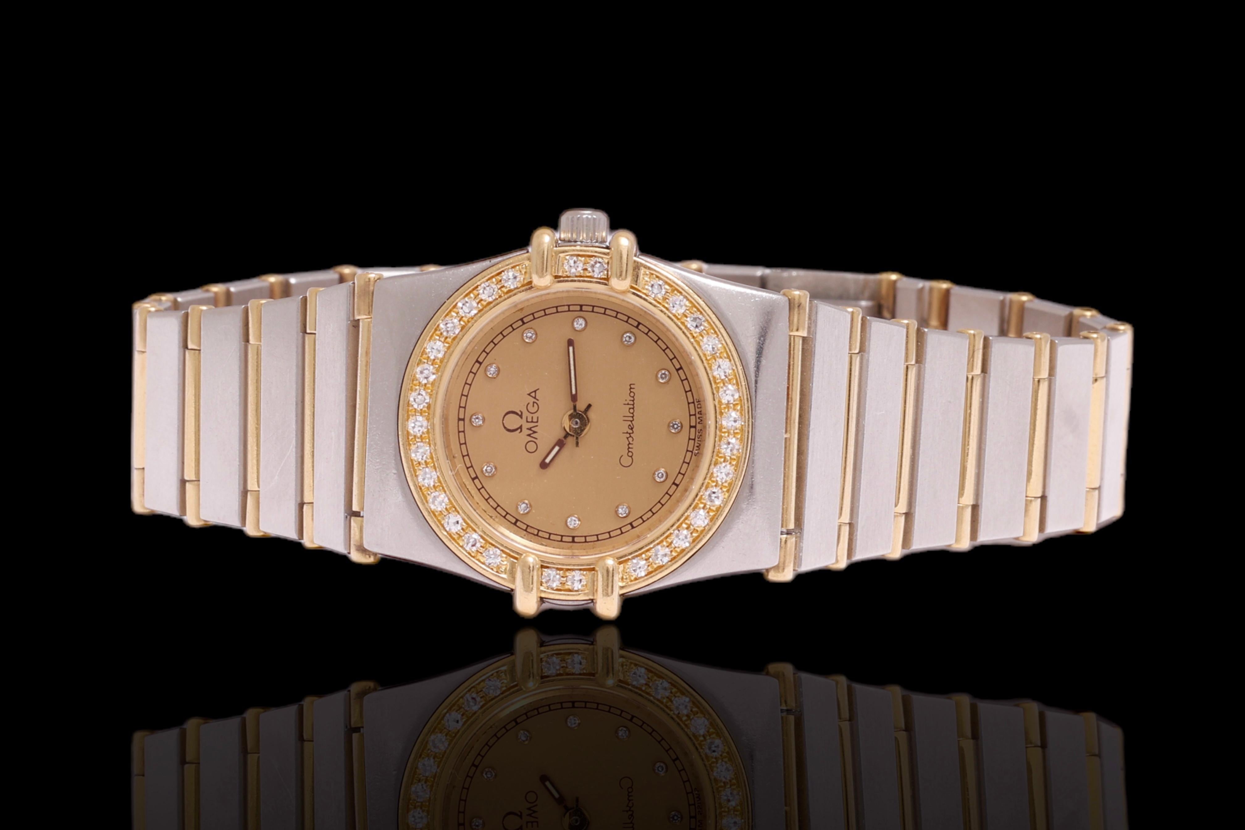 Omega Constellation Quartz Wristwatch, Gold & Steel, Diameter 24 mm For Sale 1