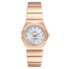 Omega Constellation Rose Gold MOP Diamond Ladies Watch 123.55.24.60.55.005