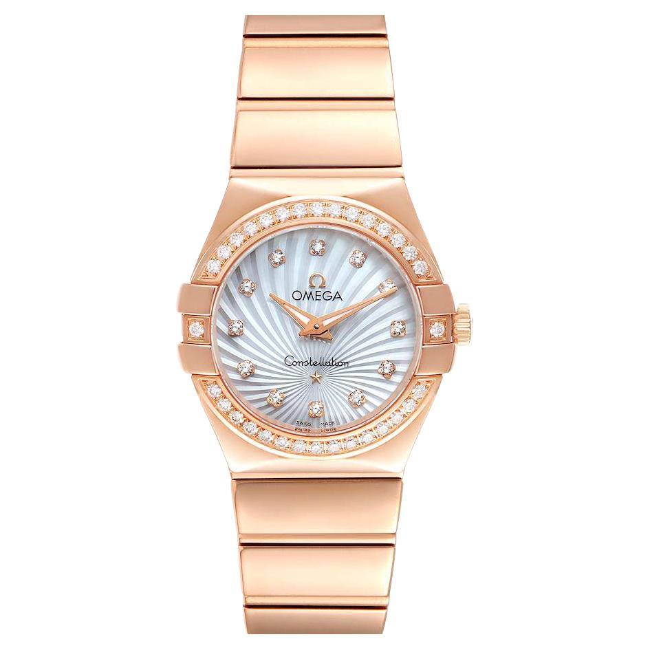 Omega Constellation Rose Gold MOP Diamond Ladies Watch 123.55.24.60.55.005