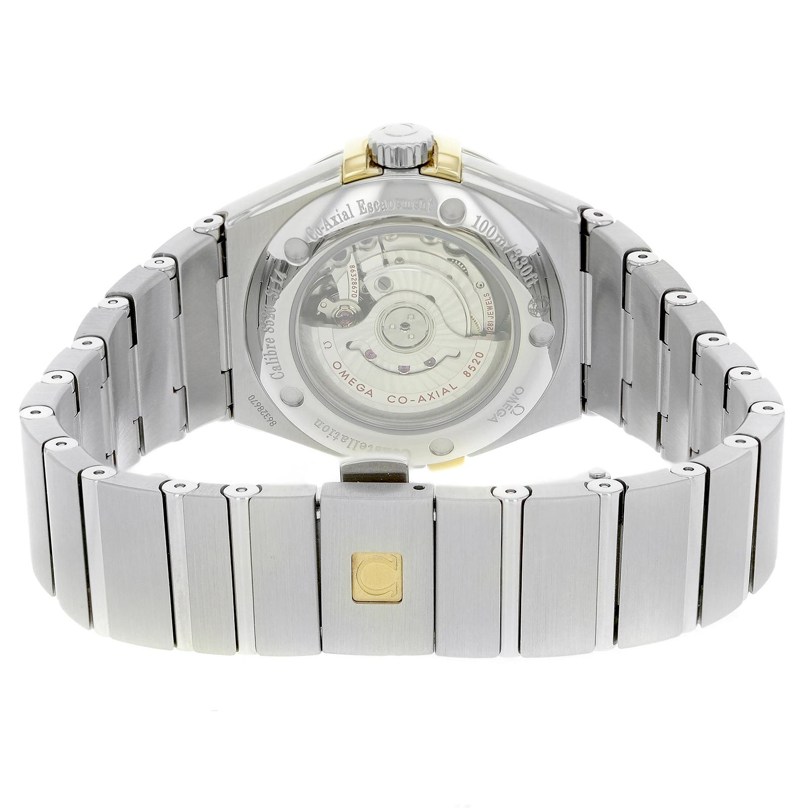 Omega Constellation Silver Dial Date Steel Gold Ladies Watch 123.20.31.20.55.004 In New Condition In New York, NY