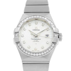 Omega Constellation Silver Diamond White Gold Ladies Watch 123.55.31.20.55.003