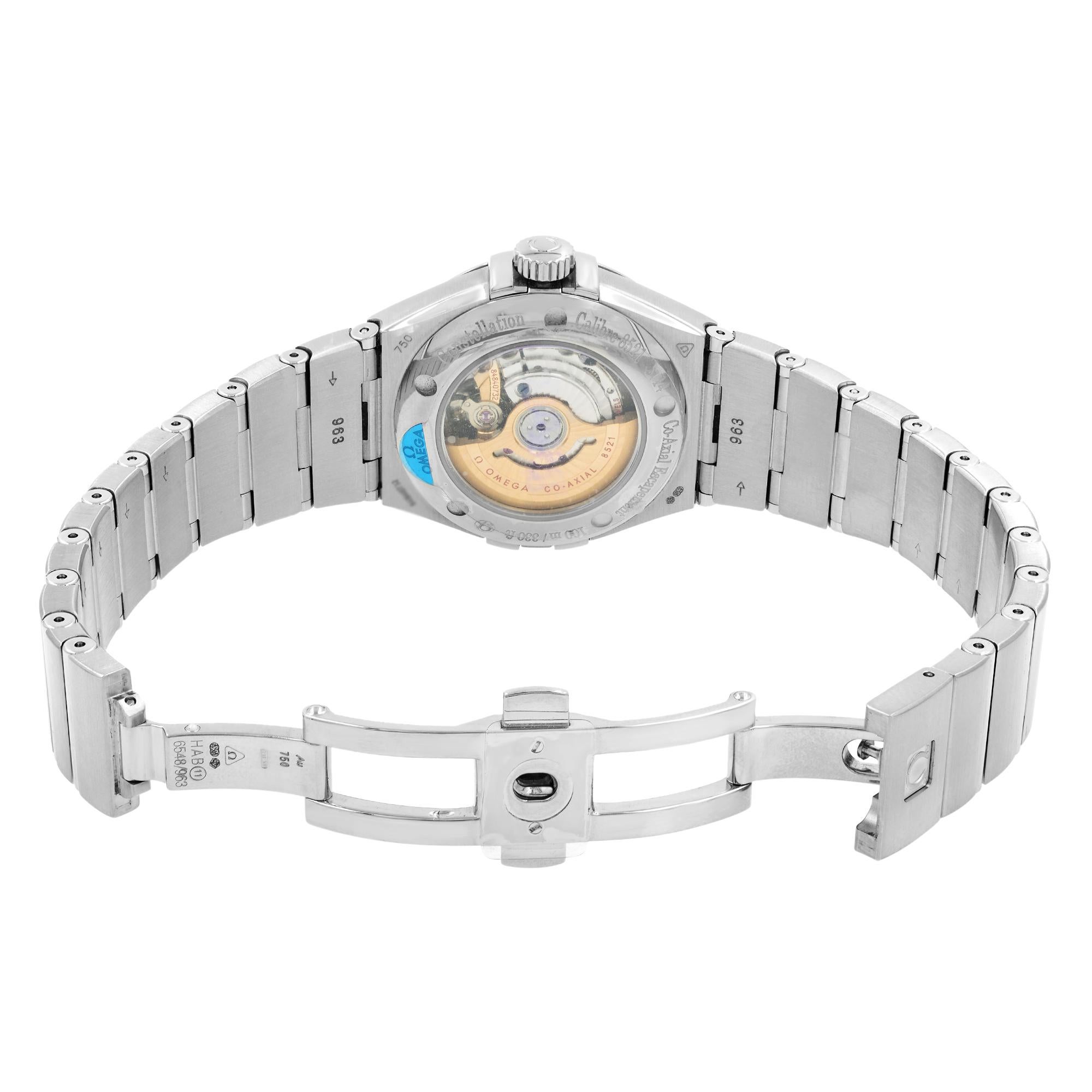 Women's Omega Constellation Silver Diamond White Gold Ladies Watch 123.55.31.20.55.003 For Sale