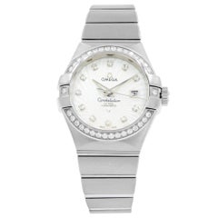 Omega Constellation Silver Diamond White Gold Ladies Watch 123.55.31.20.55.003
