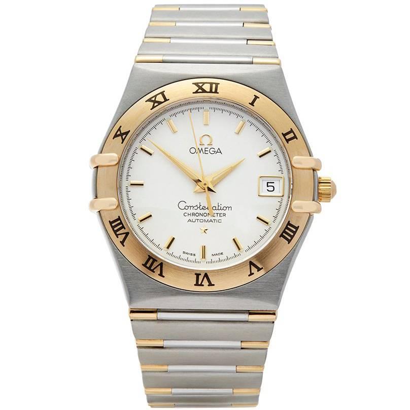 Omega Constellation Stainless Steel and 18 Karat Yellow Gold Men's