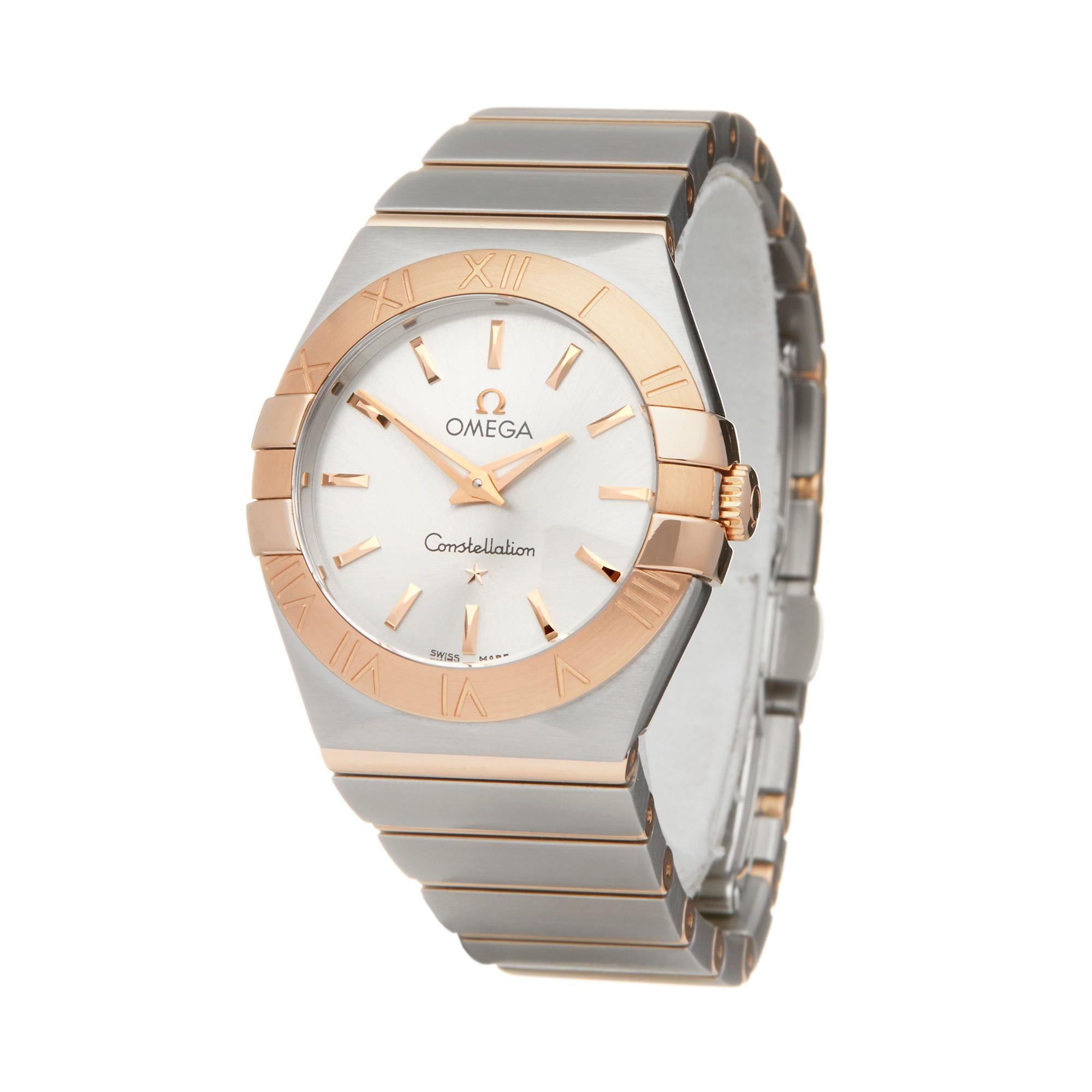 Reference: W6007
Manufacturer: Omega
Model: Constellation
Model Reference: 123.20.27.60.02.004
Age: Circa 2010's
Gender: Women's
Box and Papers: Box Only
Dial: Silver Baton
Glass: Sapphire Crystal
Movement: Quartz
Water Resistance: To Manufacturers