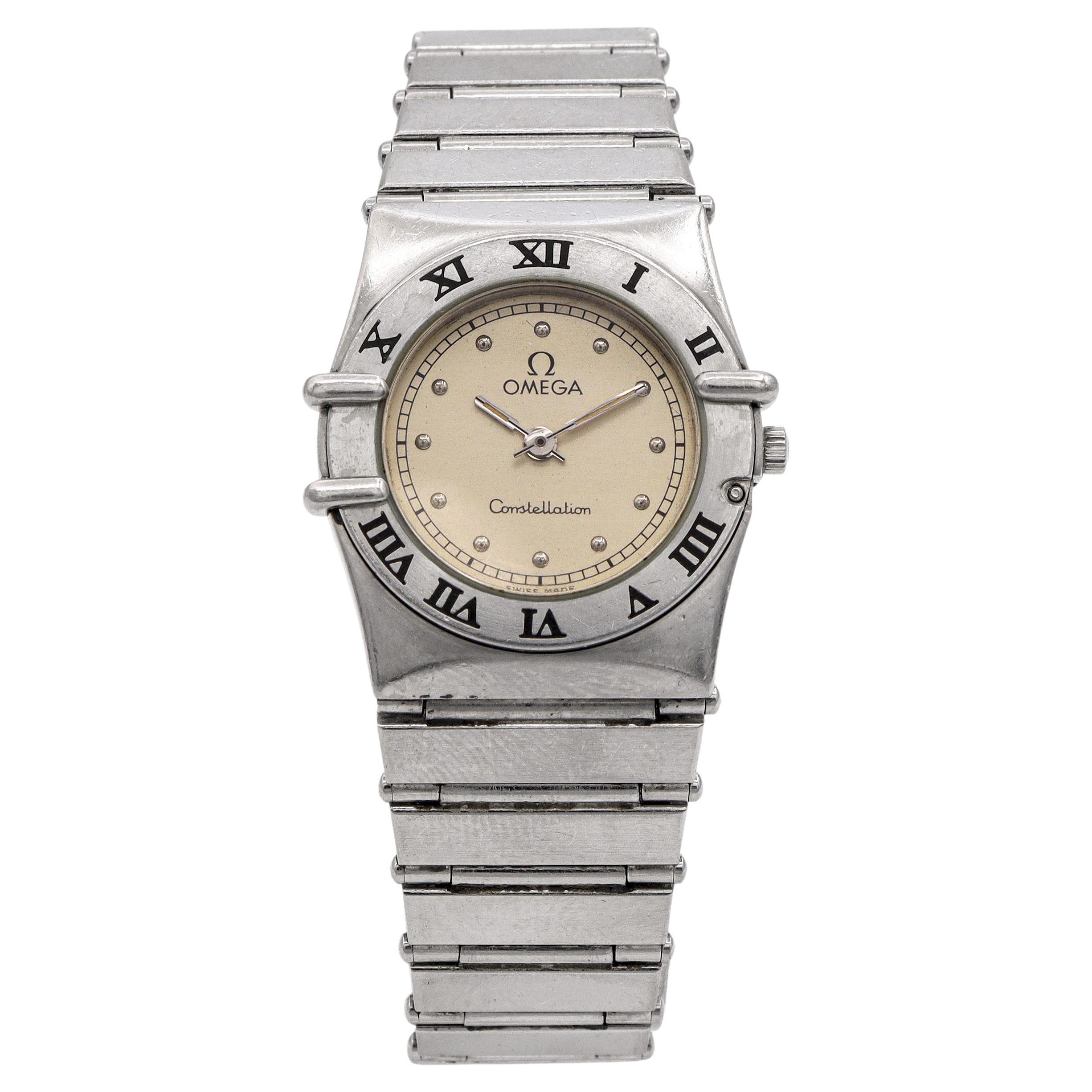 Omega Constellation Edelstahl Champagner Zifferblatt Quarz Damenuhr