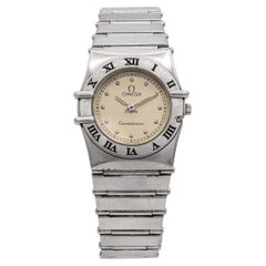 Omega Constellation Edelstahl Champagner Zifferblatt Quarz Damenuhr
