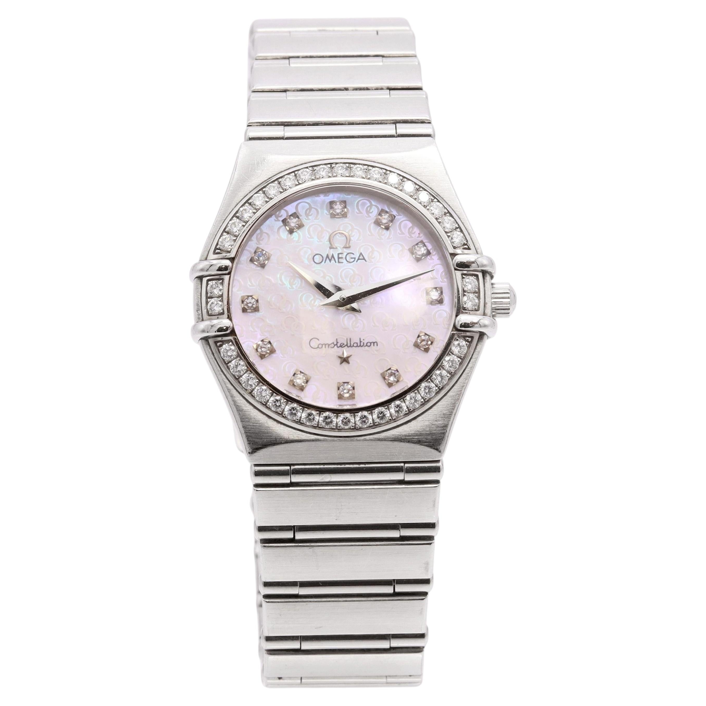 Omega Constellation Stainless Steel Diamond Bezel MOP Dial Quartz Women's Watch