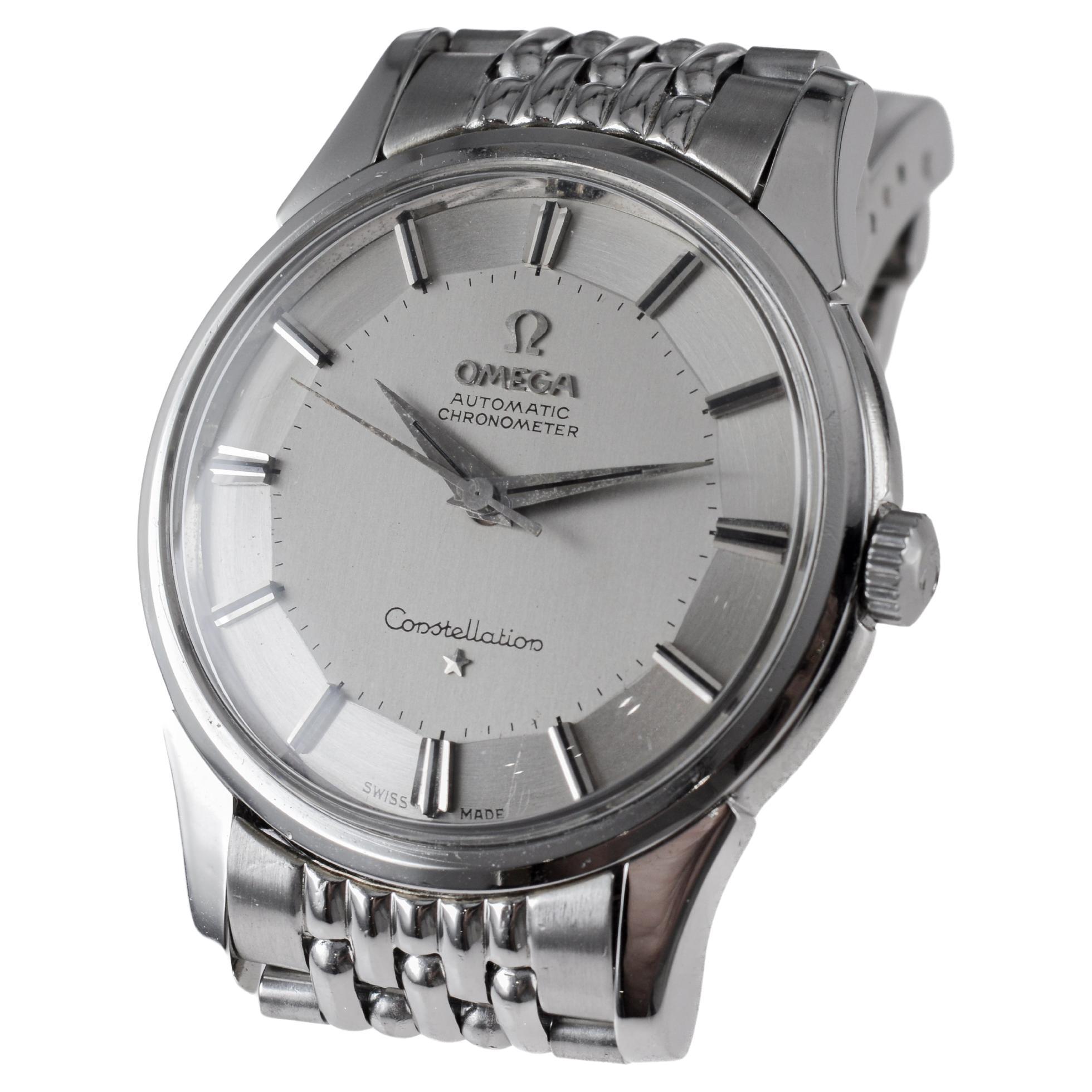 Omega Constellation en acier inoxydable avec cadran et bracelet d'origine années 1950 en vente 5